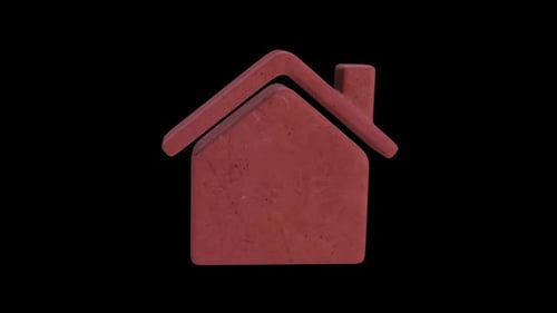 Rotating 3D House Icon Animation with Clay Texture