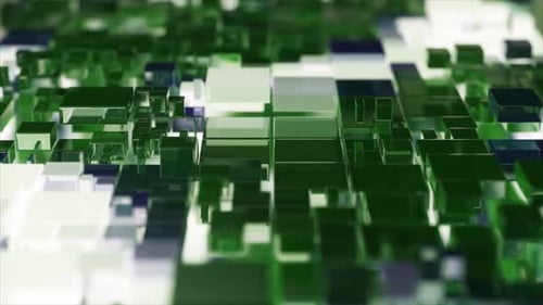 Abstract Green and White Geometric Shapes in a Threedimensional Space Showcasing a Continuous Flow