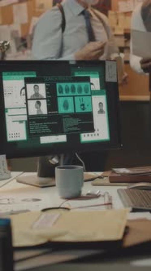Suspect Profile on Desktop Computer in Detective Office