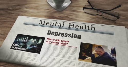 Depression newspaper on table