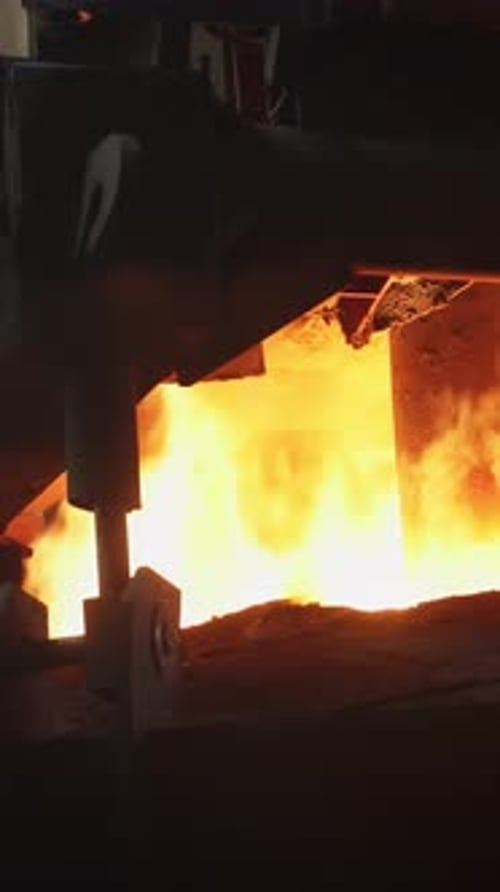 Molten Metal Production in a Foundry Involves Various Key Techniques and Methods Stock Clip