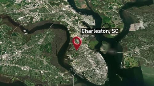 Charleston City Zoom (SC, United States) from Space to Earth