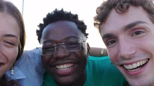 Smiling Friends Posing Together