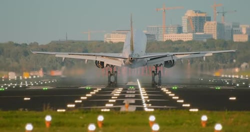 Airplane Landing on Runway During the Daytime