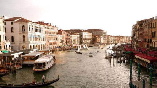 Boats And Gondolas On The Grand Canal In Venice Italy Time Lapse