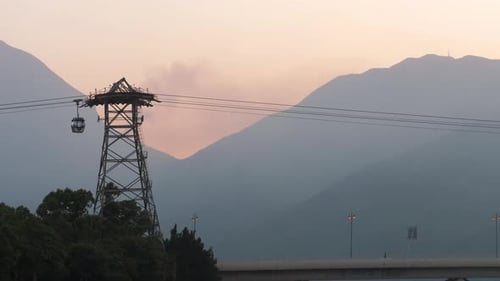 Cable Car at Sunset Hong Kong