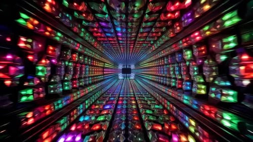 Abstract Neon Crystal Tunnel Loop with Vibrant Multi Colored