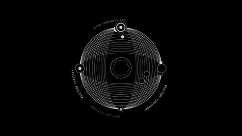 Animation en boucle d'un élément HUD en forme de sphère filaire