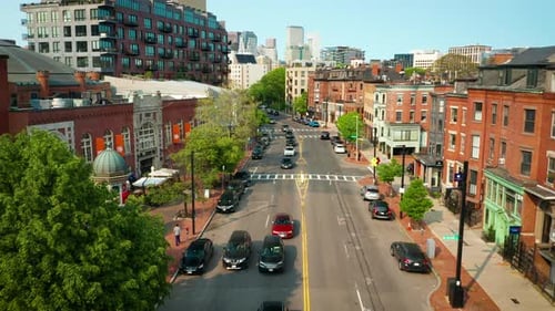 Vista aérea de la calle Tremont en el extremo sur de Boston