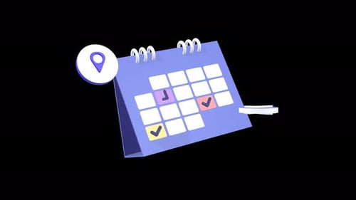 Циклическая анимация календаря для управления временем и планирования встреч с помощью Alpha Channel.