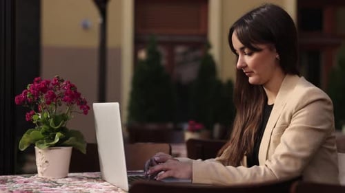 Businesswoman Typing Woman Working Chatting Online