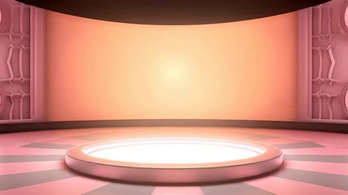Futuristic Virtual Stage with Dynamic Lighting and Curved Screen