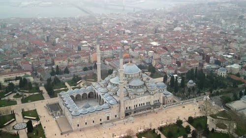 Fatih Mosque in Istanbul Turkey zooming-in and rotating left