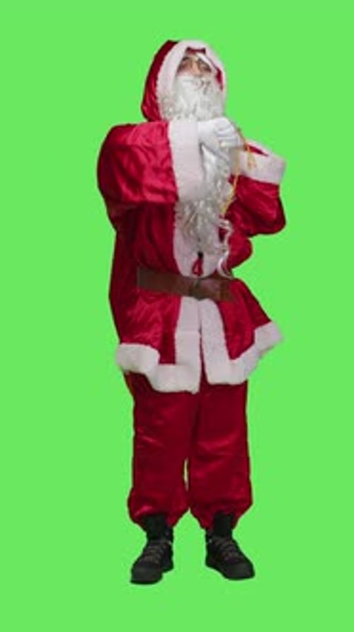 Vertical Video Front View of Negative Santa Shows Thumbs Down