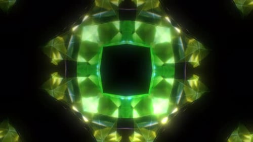 Green Glowing Abstract Geometric Kaleidoscope Loop