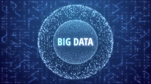 BIG DATA Concept over Matrix sphere on circuitry background. random numbers in form of sphere over c