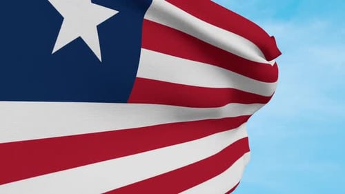 Liberia National Flag Waving with Realistic Fabric Movement