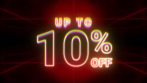 Glowing Neon Up To 10% Off Text Animation