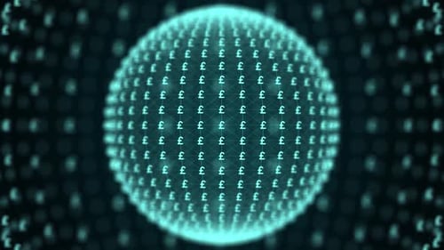 Digital Pound Currency Sphere Animation – Futuristic Blue Financial Network Globe Loop