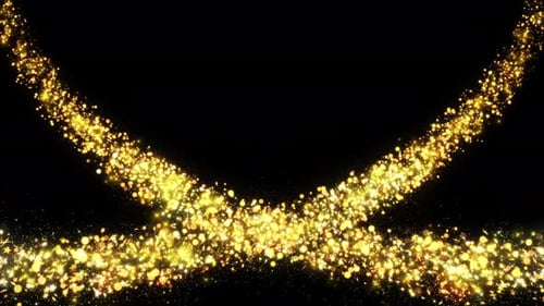 Golden Sparkling Glitter Flight with Light Dust Trail