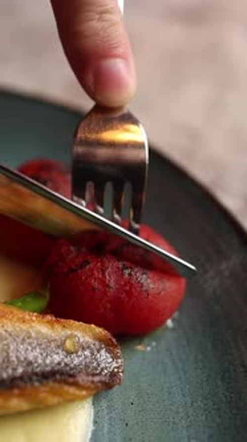 Guests enjoy delicious European cuisine at the restaurant. close-up