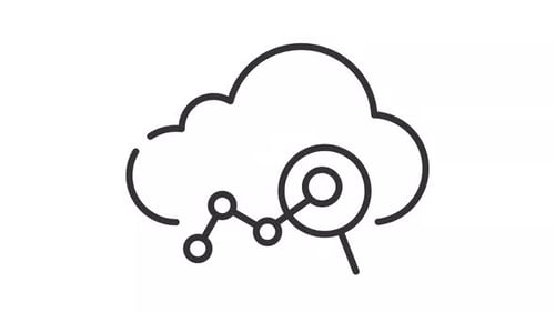 Simple thin linear black animation of cloud analytics icon