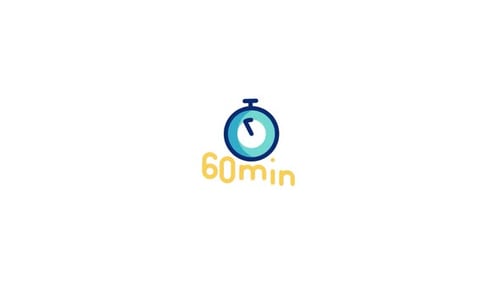 Flat Design Animated Stopwatch Icon with 60 Minutes Text