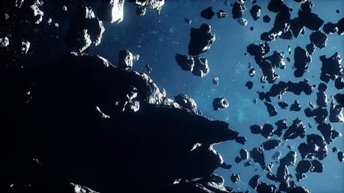 Vast Field of Perilous Asteroids Stretching Across a Misty Universe