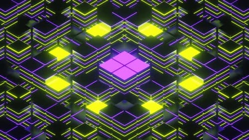 Violetter und grüner quadratischer blinkender Hintergrund VJ Loop In 4K