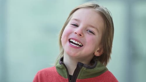 Portrait of 5 Years Old Little Boy Looking to the Camera and Smiling