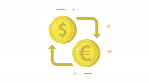 money exchange dollar to euro icon animation video