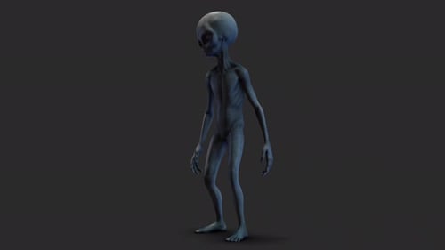 Futuristic Grey Alien Character 3D Animation