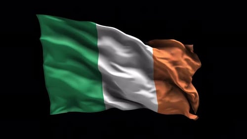 Realistic Ireland Flag Waving with Alpha Channel