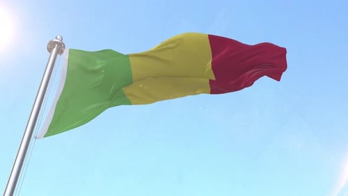 Realistic National Flag Waving Animation Against Blue Sky