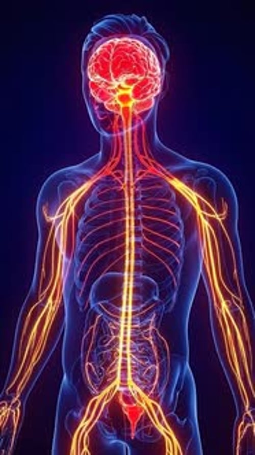 3D Human Nervous System with Pulsing Neural Activity