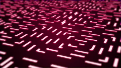 Futuristic Computer Big Data Animation On Red Gradient Background, Digital Computer Data Flow Moving