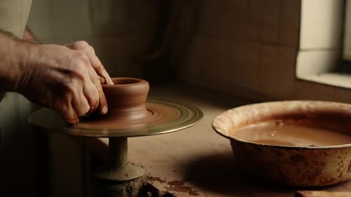 Potter façonne l'argile au ralenti