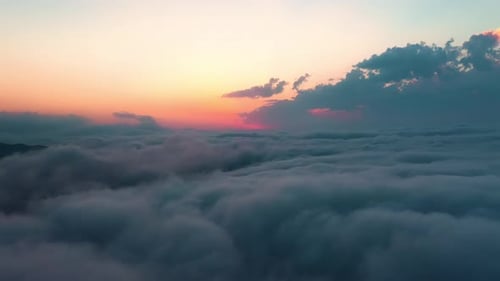 Aerial View of Clouds at Sunset
