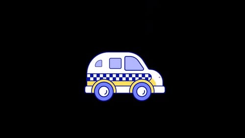 Flat Design Animated Taxi Car Driving Loop