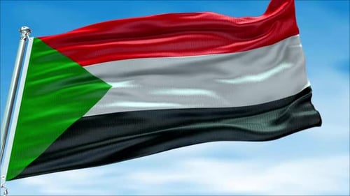 Animated Sudan Flag Waving with Realistic Fabric Texture