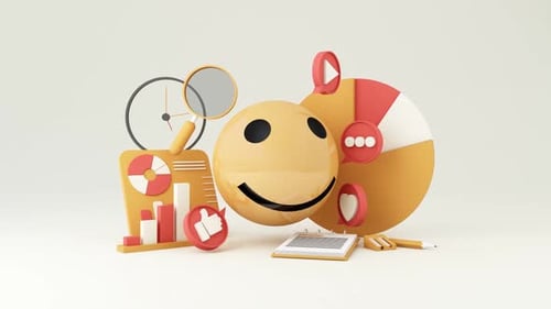 3D Social Media Marketing Analytics with Happy Emoji