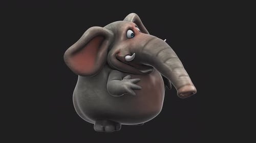 Fun 3D cartoon elephant talking (with alpha channel)