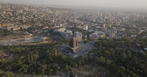 Aerial view of Mother Armenia monument, Armenia.