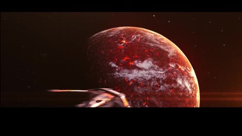 Rotating Volcanic Planet in Cosmic Space Animation