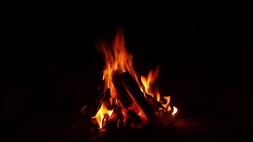 Ein großes Holzfeuer mit Flammen