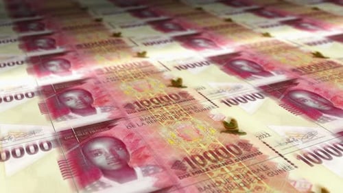 Guinea Franc money sheet printing seamless loop