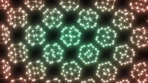 Animated Glowing Geometric Cubes Rotation Background