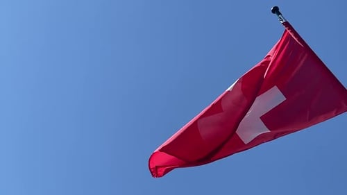Swiss Flag Waving in the Wind