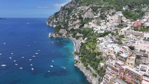 Amalfi Coast At Positano In Salerno Italy.