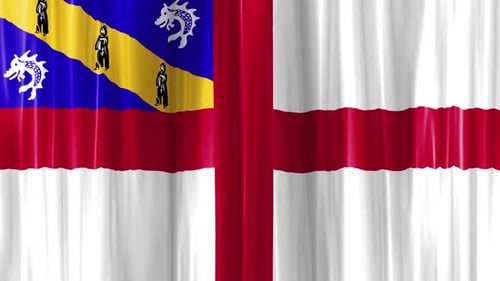 Modern Waving Flags of Herm and England Seamless Loop